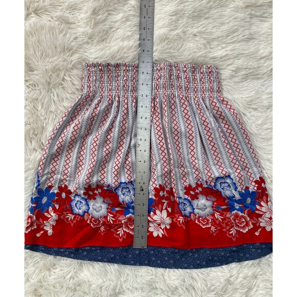 Reversible Skirt Red White Blue Flowers Size XS/S - Picture 1 of 6